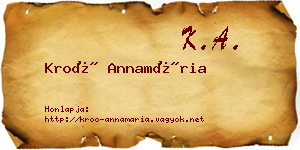 Kroó Annamária névjegykártya