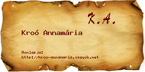 Kroó Annamária névjegykártya